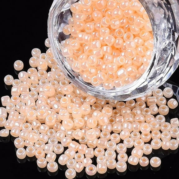50g 12/0 Ceylon Round Glass Seed Beads Bisque 2mm in diameter hole:1mm about 3303pcs/50g