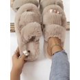 thumbnail image 1 of Women's Fluffy Open Toe Platform Slides, Comfortable Monochromatic Anti-slip Shoes, Soft Anti-slip House Slippers, 1 of 1