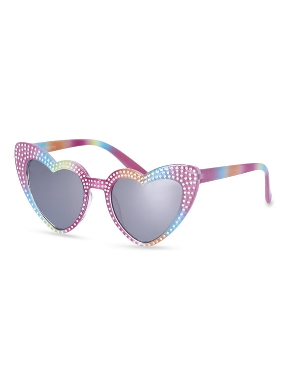Justice Girls Ombre Rainbow Retro Heart Sunglasses