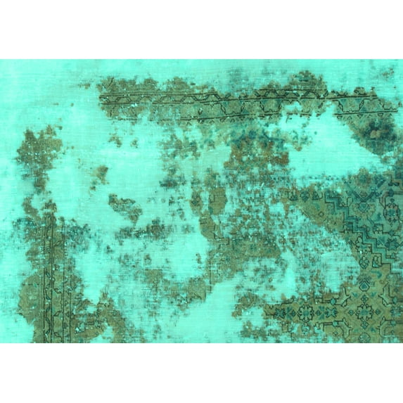 Ahgly Company Indoor Rectangle Abstract Turquoise Blue Modern Area Rugs, 6' x 9'