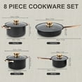 thumbnail image 2 of 8 Pcs Pots and Pans Set Non Stick, Nonstick Kitchen Cookware Sets, Induction Cookware, For Oven & Dishwasher , Premium Kitchen Cooking Set with Gold Handles, Black, 2 of 14