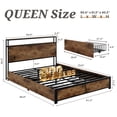 thumbnail image 6 of Lifezone Queen Platform Bed Frame with Headboard - Vintage Brown, 4 Storage Drawers, Built-in Charging Station & LED Lights, Sturdy Metal Support, 6 of 7