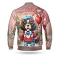 thumbnail image 2 of Happy Valentine’s Day Adorable Newfoundland Puppy Holding Heart Balloon All Over Print 3D Baseball Jacket Newfie Dog Lover Gifts Bomber Jacket Softball - 00030, 2 of 6