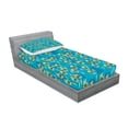 thumbnail image 2 of Ambesonne Floral Fitted Sheet & Pillow Sham Set, Sketchy Garden Flowers, Twinxl, Blue Yellow and White, 2 of 2
