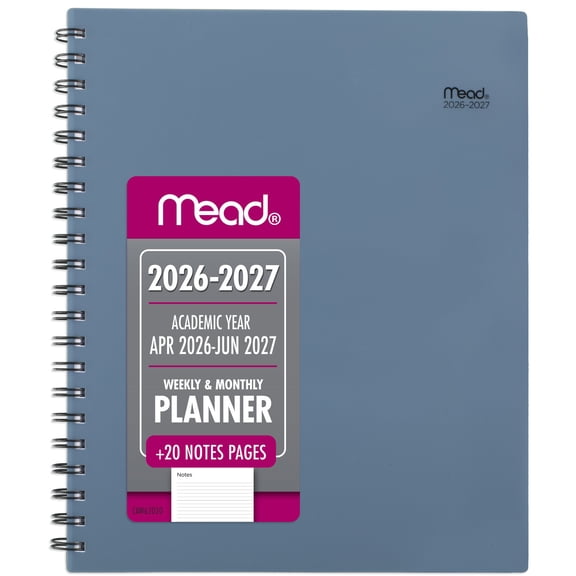 Mead Basic Academic 2026-2027 Weekly Monthly Planner Composure Blue Large 8 12 x