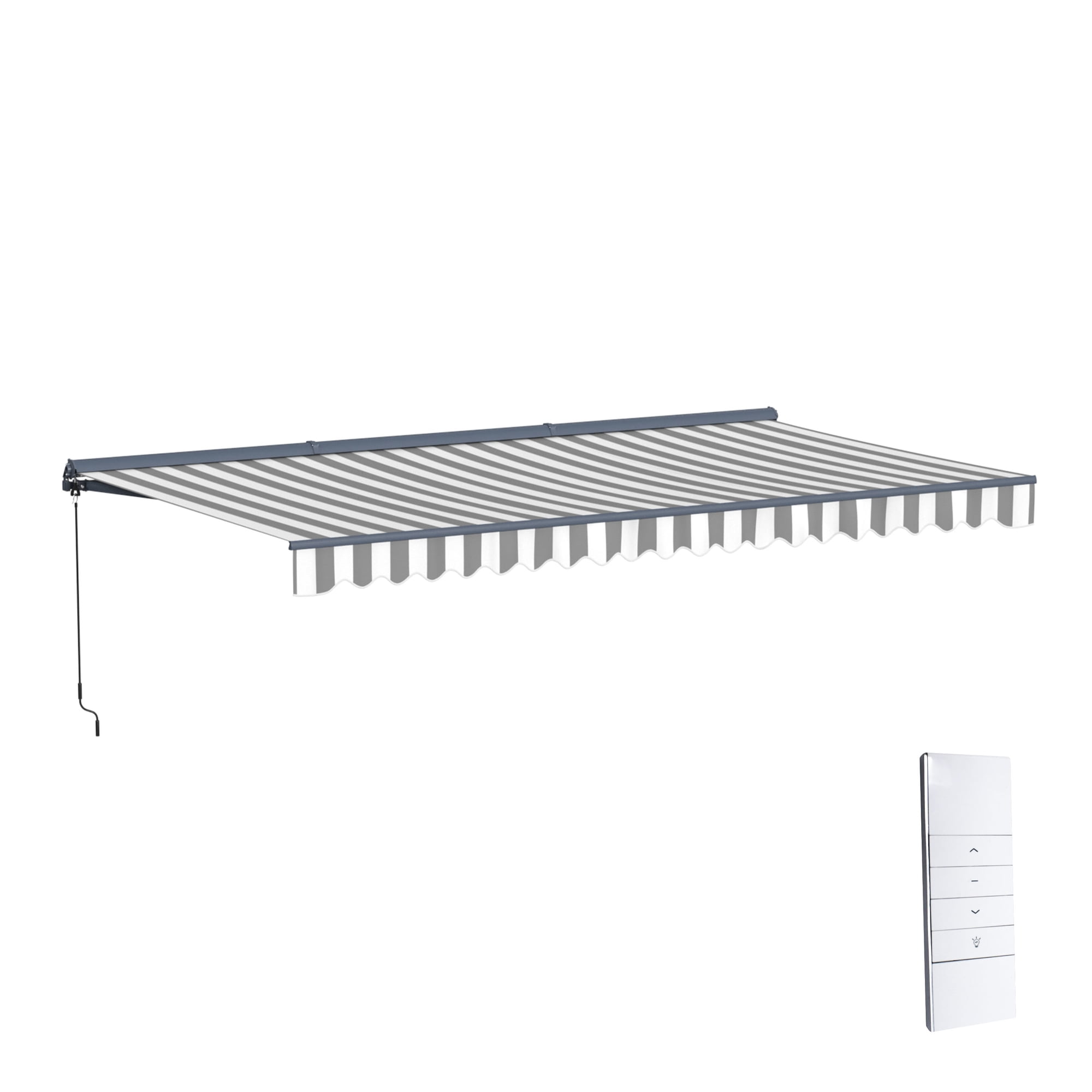 Aleko Motorized LED Half Cassette Awning 16' x 10', Seagull Gray/White