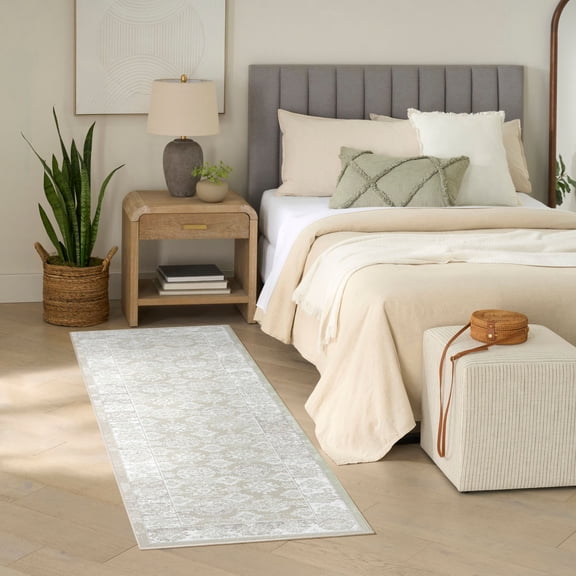 Nourison Dekor 2'2" x 6' Ivory Beige Vintage Indoor Rug