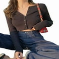 thumbnail image 2 of Women‘s Button Down Long Sleeve Cropped Cardigan Sweater Tops Red, 2 of 5