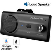 Avantree New CK11 Hands Free Bluetooth for Cell Phone Car Kit, Loud Speakerphone, Siri Google Assistant Support, Motion AUTO ON, Volume Knob, Wireless in Car Handsfree Speaker with Visor Clip - Black