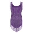 thumbnail image 5 of 2024 Vintage Disco Dress for Women 70s Sequins Tassel Prom Party Dress Sleeveless Slim Mini Dress With Fringe, 5 of 5
