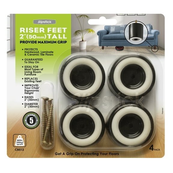 Slipstick 2" Tall Floor Protector Furniture Legs with Non Slip Grip (Set of 4)