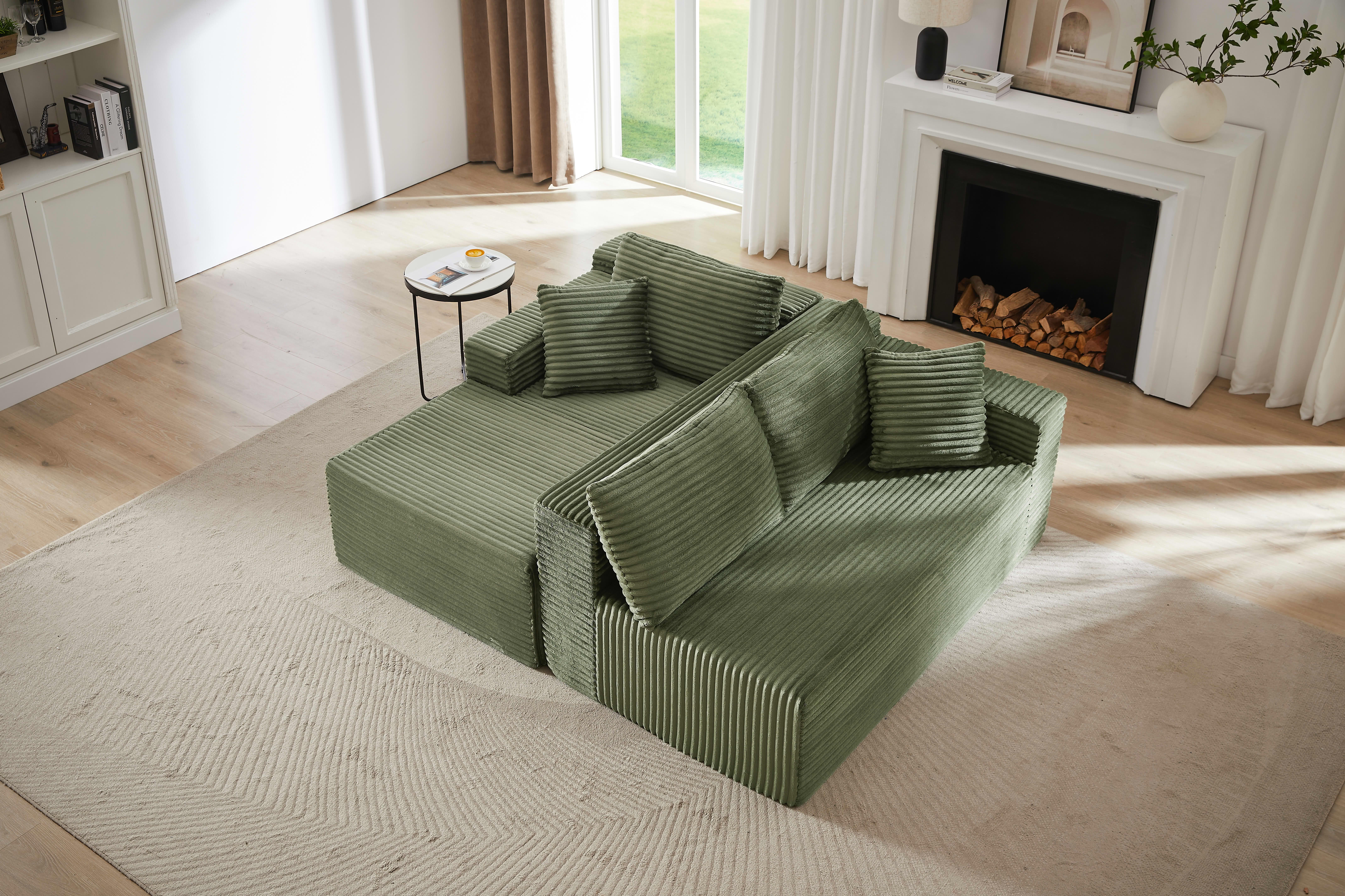 MAYEERTY L-Shaped Cloud Sectional Sofa, Deep Seat Plush Sleeper Couch for Living Room & Apartment, 103×65" Green