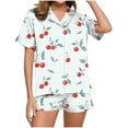 thumbnail image 3 of Censtreet Pajamas Set for Women 2 Piece Short Sleeve Sleepwear Soft Tops and Shorts Pjs Lounge Set, 3 of 7
