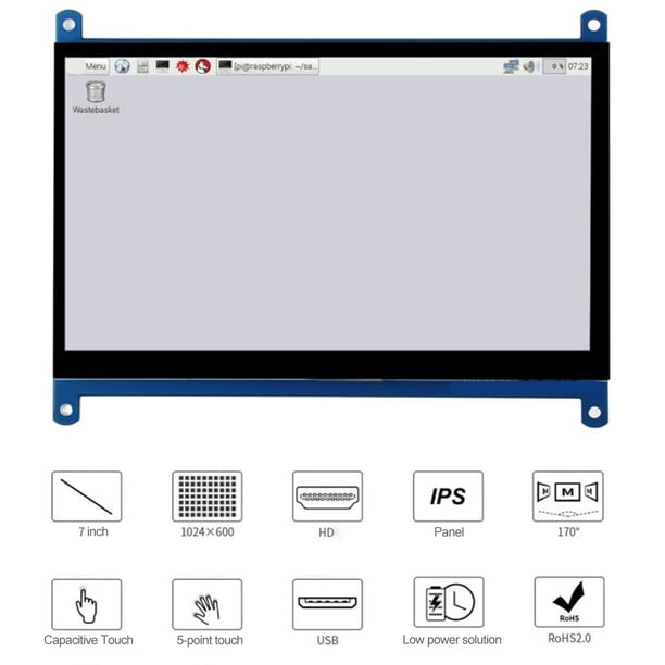 Pantalla Tactil Capacitiva Pantalla táctil capacitiva Monitor de pantalla táctil LCD 1024 X 600 para Raspberry Pi 4B Kuymtek Para estrenar