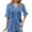 Blue, variant on Vetement Femme ete 2025 A Fashionable Casual Loose V Neck Button Down Pleated Five Quarter Sleeve Solid Color T Shirt For Ladies Women Tee Shirts Pack Shirts Women for Long Sleeve Tee Shirt S