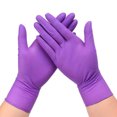 thumbnail image 2 of Guantes de nitrilo desechables de 20/50 piezas, de goma sin polvo, de color morado, para trabajos manuales, para mecánicos, cocinas, belleza, limpieza del hogar, 2 of 5