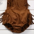 thumbnail image 3 of Seyurigaoka Baby Girls Summer Sleeveless Romper Off Shoulder Backless Tassel Suede Jumpsuit, 3 of 5