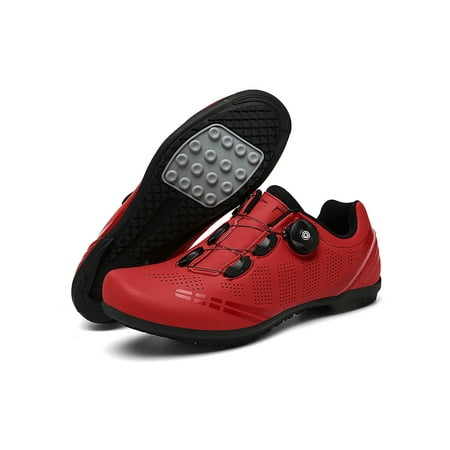 

Eloshman Womens Sneakers Road Bike Shoe Mountain Cycling Shoes Sports Rotating Buckle Compatible Bicycle Sneaker Lightweight Red Rubber Bottom 5