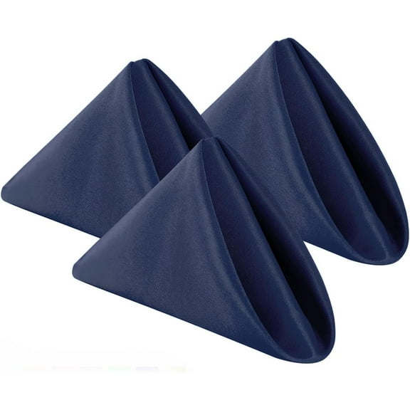 Siloon Cloth Napkins Set of 12,17x17 inches Dinner Napkins Cloth Washable,Polyester Square Table Cloth Napkin Bulk Ideal for Banquets, Parties and Weddings-Navy Blue
