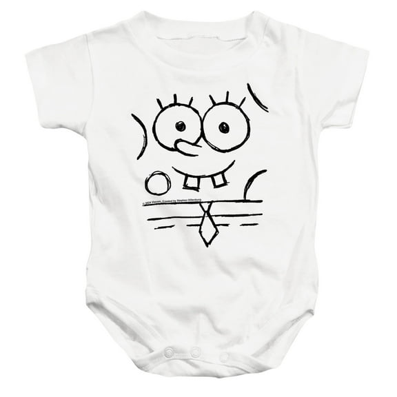 SpongeBob SquarePants SpongeBob Sketch Smile Unisex Infant Snap Suit for Baby, White, Small
