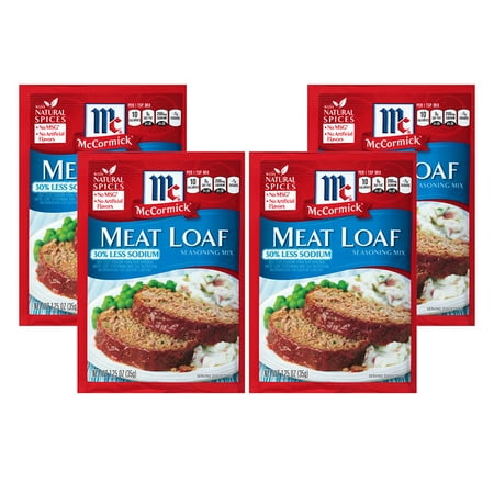 (4 Pack) McCormick 30% Less Sodium Meat Loaf Seasoning Mix, 1.25
