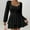 01 Black, variant on YueHuiYing Women's Square Neck Long Sleeve Mini Dress Ruched Corset Waist Tiered Ruffle Hem Short Party Dresses