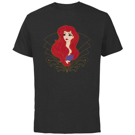 Disney Princess Ariel Modern Art Deco Style - Short Sleeve Cotton T-Shirt for Adults - Customized-Black