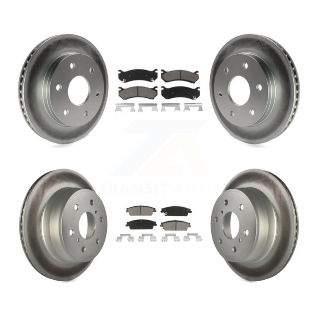 Transit Auto Front Rear Coated Disc Brake Rotors and Ceramic Pads Kit for Car 2007 Chevrolet Silverado 1500 rear brakes KGC-101396