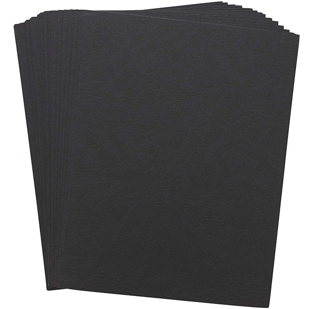 100Pack Binding Covers, 230g Quality Leather Grain Paper for Presentation, Black, Work with