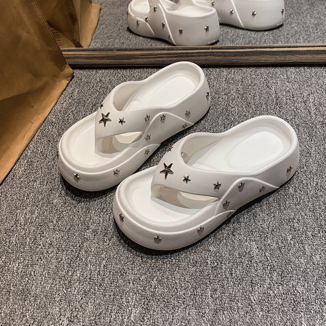 Zapatillas de mujer de 5 cm de tendencia con suela gruesa y diseño de espiga, zapatillas de EVA para mujer, zapatillas de verano para jardín perforadas