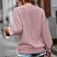 thumbnail image 4 of Blusa holgada, rosa, talla S - Blusa informal de mujer con escote en V y manga larga en mezcla de algodón, 4 of 6