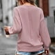 thumbnail image 4 of Blusa de mujer Fibra de poliéster Algodón Cuello en V Manga larga con hombros caídos Color puro Camiseta holgada informal para mujer Rosa XL, 4 of 6