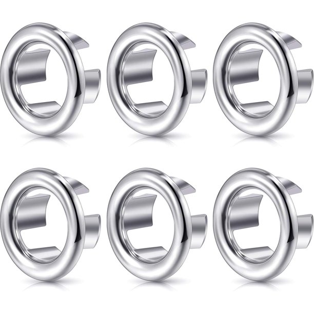 Tapa de orificio redondo para lavabo de baño, material plástico ABS con galvanoplastia de níquel para una fácil limpieza, tapas de drenaje de lavabo con acabado brillante moderno para uso decorativo