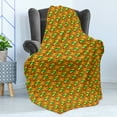 thumbnail image 4 of Kente Soft Flannel Fleece Throw Blanket, Kente Cloth Abstract Motifs Ghana Style Illustration, Cozy Plush for Indoor and Outdoor Use, 50" x 70", Green Yellow and Scarlet, by Ambesonne, 4 of 5