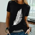 thumbnail image 2 of asdoklhq Womens Plus Size Clearance,Women's Shirt Tees Funny Cute Short Sleeve Fall T Shirt Feather Print Shirt Gift Tops Blouse Gift for Women, 2 of 7