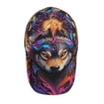 thumbnail image 2 of Xecao Colorful Wolf Head for Baseball Cap: Unisex, crafted from classic polyester twill fabric, featuring a soft unconstructed design, 2 of 9