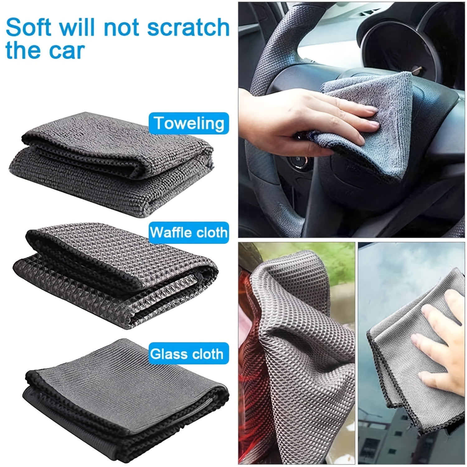 9Pcs Car Cleaning Tool Kit, Microfiber Car Detailing Cleaning Tools Set for Interior Exterior Car Washing Beauty Winter