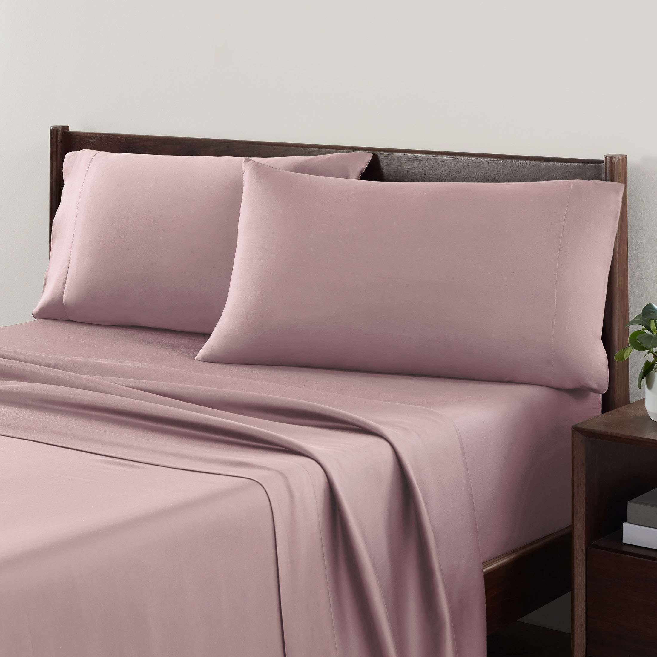 Allswell Soft & Silky 4-Piece Mauve Dream Viscose from Bamboo Sateen Bed Sheet Set, Queen