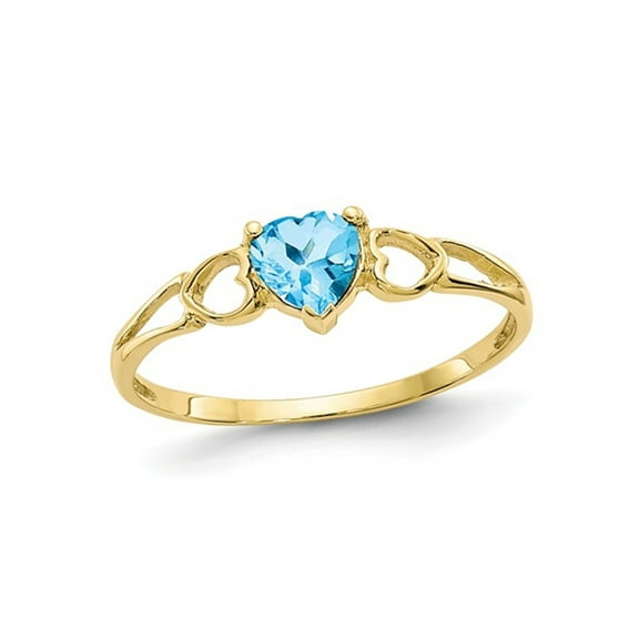 1/2 Carat (Ctw) Natural Swiss Blue Topaz Heart Ring in 10K Yellow Gold (size 7)