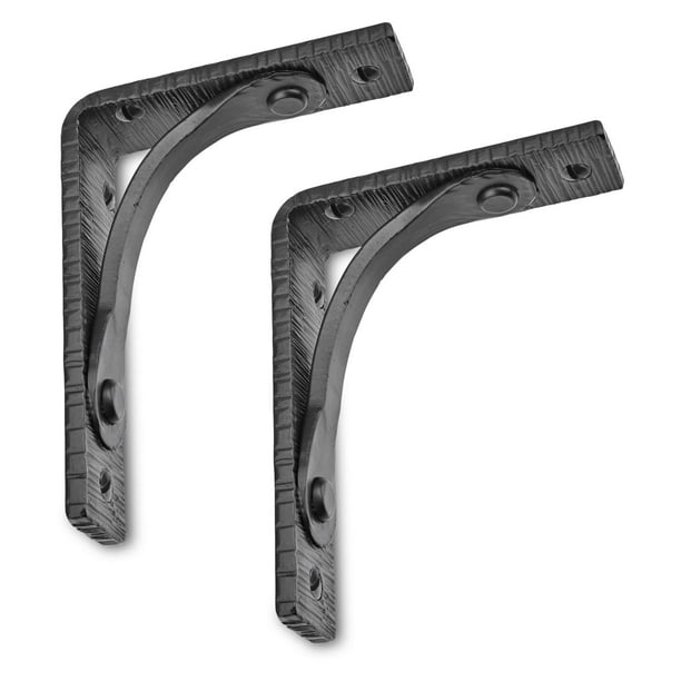 4 Pack Black Shelf Bracket 5 inch by 4 inch Decorative Shelf Brackets