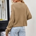 thumbnail image 4 of UTSJKR Women's Twists Knit Sweaters Clearance Fall Winter Basic Loose Fit Short Pullover Sweaters Tops Long Sleeve Tunic Tops 2024 Fashion Classic Solid Crew Neck Blouse Khaki S, 4 of 8
