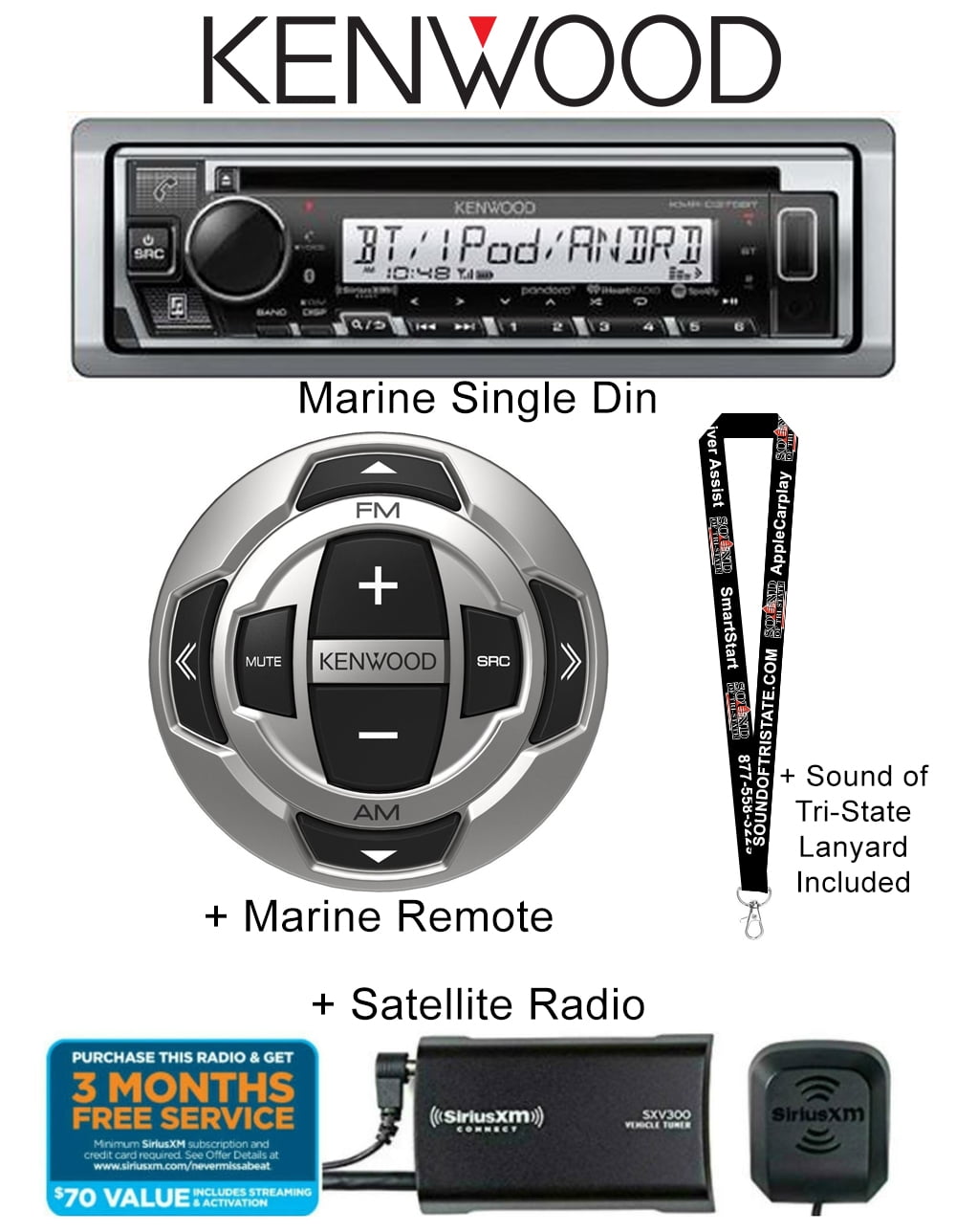Kenwood KMRD375BT Marine CD receiver with Bluetooth and USB input