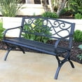 thumbnail image 3 of Abble Outdoor Steel Patio Bench, Cast Iron Scroll Back Garden Bench, 3 of 7