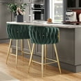 thumbnail image 4 of BISHE Counter Height Bar Stools Set of 2 – 26 Inch Modern Mid-Century Kitchen Island Stools with Backs & Sturdy Metal Legs, Green, 4 of 6