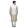 thumbnail image 3 of Atasi Ensemble Kurta Pyjama Indien pour Hommes Col Mandarin Vêtements Décontractés, 3 of 5