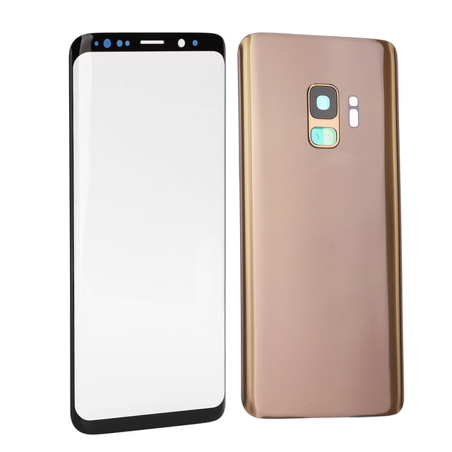 Juego de reemplazo de lente de vidrio de pantalla frontal y cubierta trasera de vidrio para Samsung S9 G960Gold