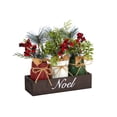 thumbnail image 3 of Nearly Natural 12in. Holiday Winter Pine and Berries Three Piece Mason Jar Noel Table Christmas Artificial Arrangement Décor, 3 of 5