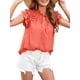 thumbnail image 4 of SAYOO , camisetas de manga con volantes para mujer, camisetas informales de vendaje sueltas de verano de Color sólido, blusa, ropa de calle SAYOO  Moda, 4 of 9