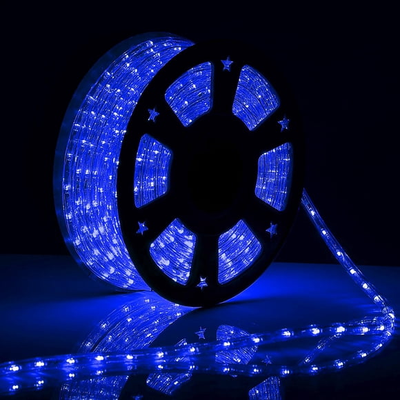 Tuanchuanrp Luces de cuerda azules de 100 pies para exterior, cadena de luces cortables de 110 V impermeables para interior/exterior, ideal para aleros, patios traseros, jardín, decoración navideña, i
