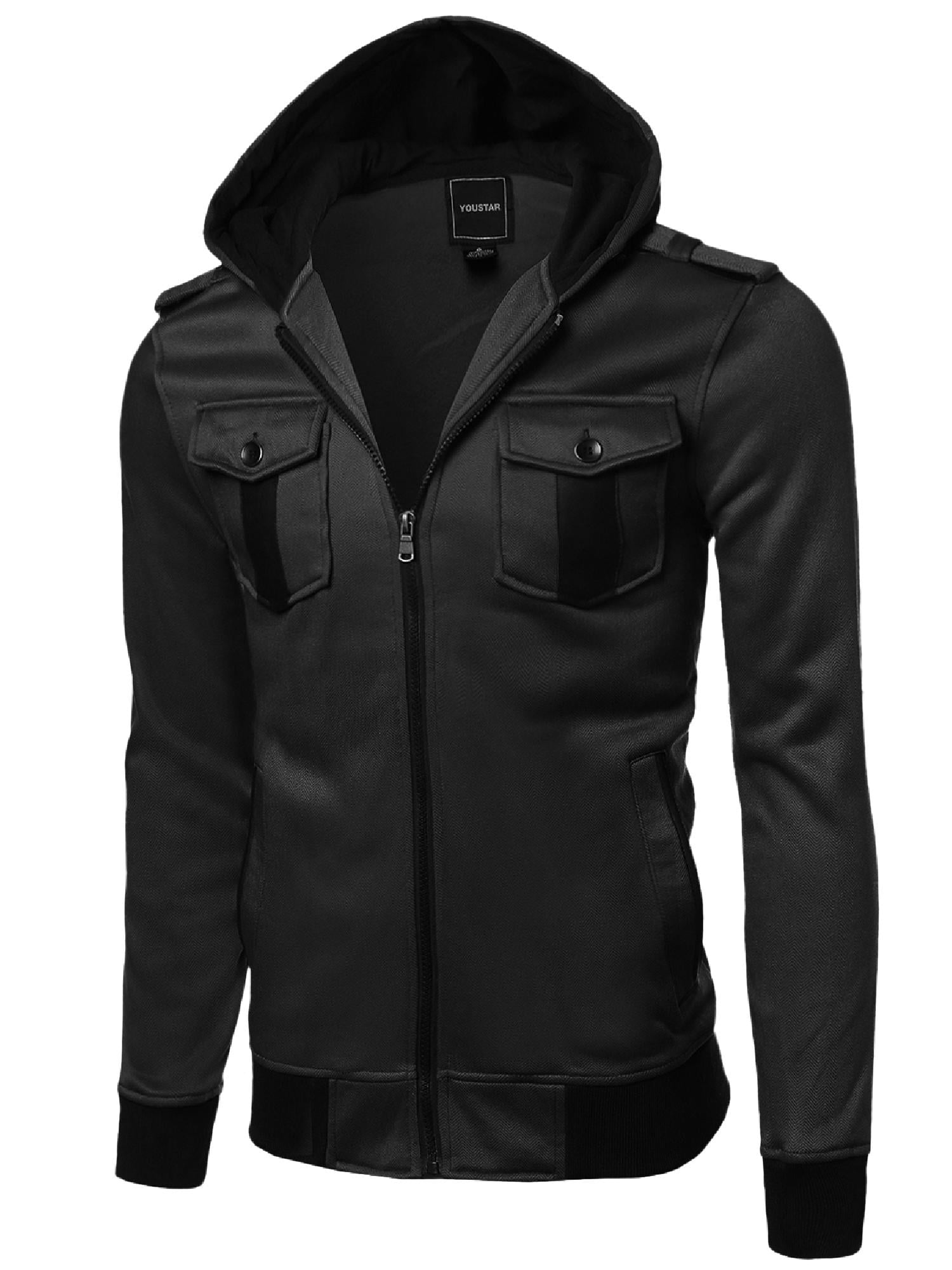 FashionOutfit Men's Fine Quality Comfrotable Fleece Hooded Jacket Coat